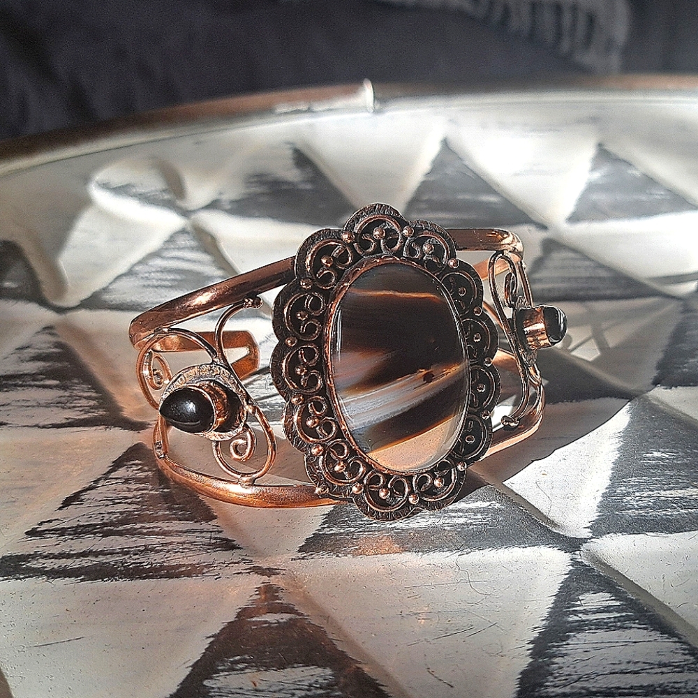 Beautiful Copper Black Botswana Cuff